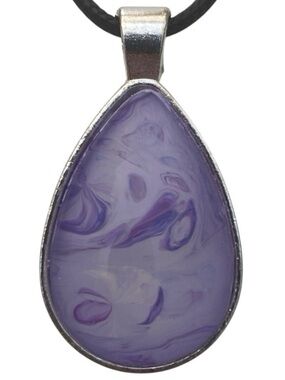 Hand Crafted Purple Fluid Art Teardrop Pendant Necklace by Svetlana Yeung